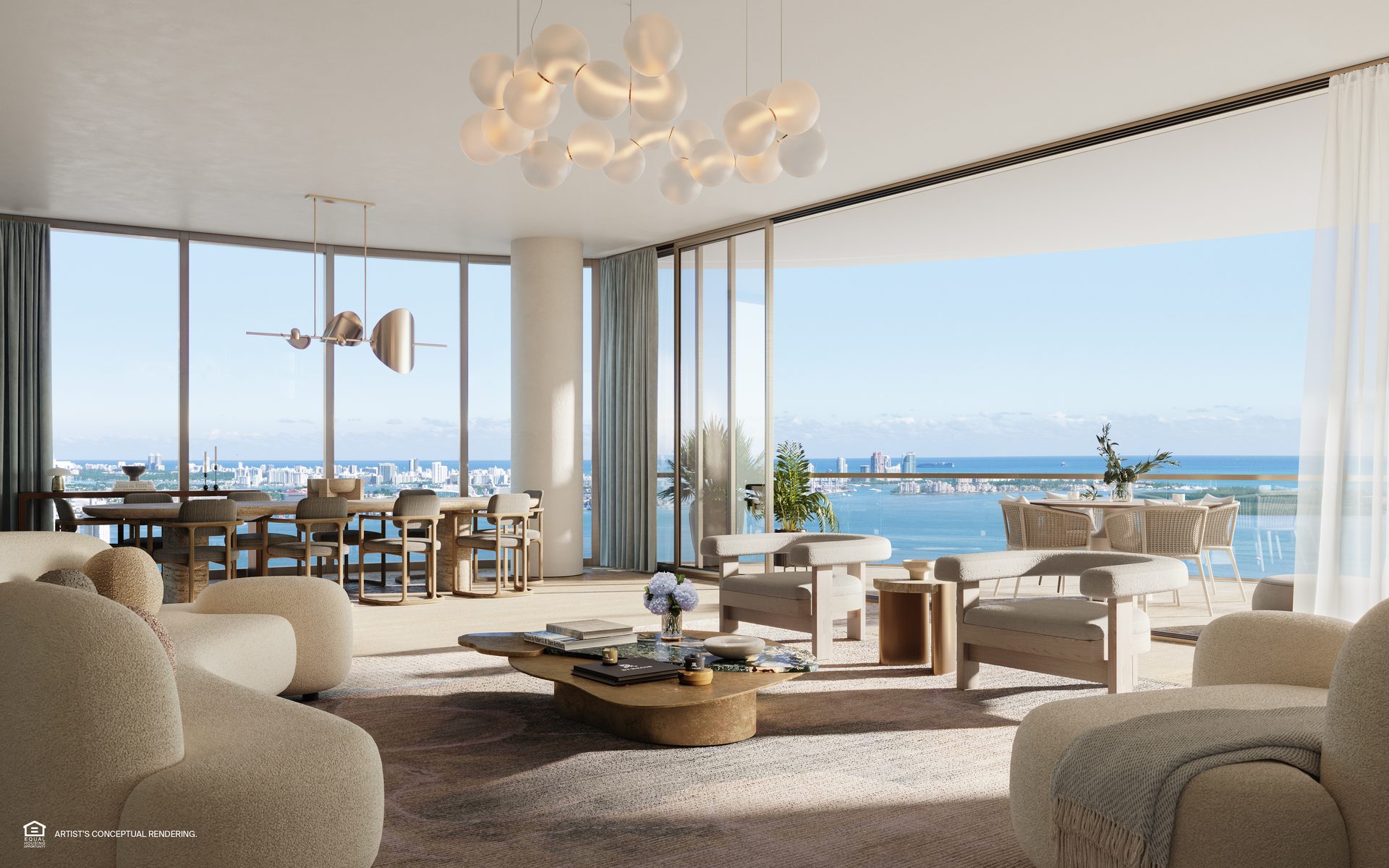 Residence living room at St. Regis Miami